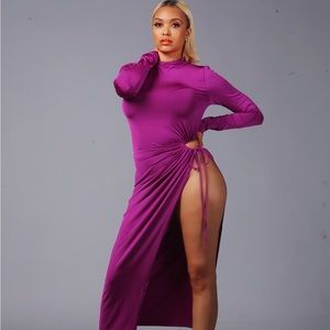 Magenta Keyhole High Slit Dress